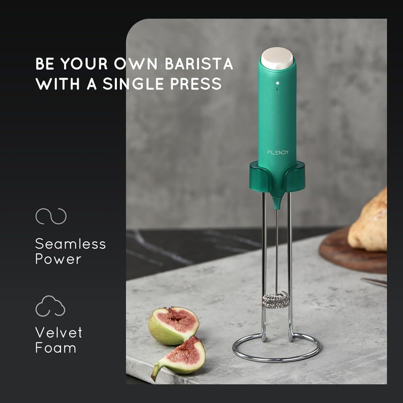 Flendy Rechargeable Milk Frother Handheld, Coffee Frother Handheld with USB-C Charging Stand, Electric Drink Mixer Handheld, Mini Electric Whisk Frother for Coffee, Matcha, etc - Image 2